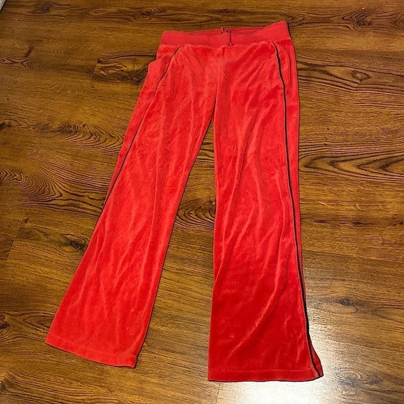 🌷 Tommy Hilfiger 🌷 Red Velour Straight Flare Leg Lounge Pants - Picture 10 of 10